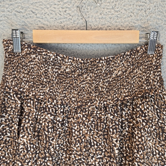 Rails Addison Mini Skirt Sz L Women's Animal Print Tiered Smock Waist Brown's - Picture 2 of 13